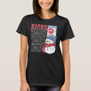 Schattigee sneeuwpop retro kerst t-shirt
