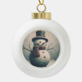Schattigee sneeuwpop voor sneeuwkerst keramische bal ornament (Voorkant)