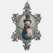 Schattigee sneeuwpop voor sneeuwkerst tin sneeuwvlok ornament (Links)