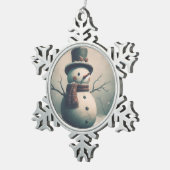 Schattigee sneeuwpop voor sneeuwkerst tin sneeuwvlok ornament (Rechts)