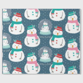 Schattigee sneeuwpop wereldbollen cadeaupapier (Vlak)