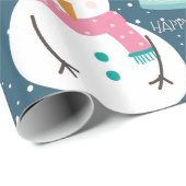 Schattigee sneeuwpop wereldbollen cadeaupapier (Rol Hoek)