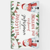 Schattigee sneeuwpop winterkerst 2e verjaardagsfee spandoek (Verticaal)