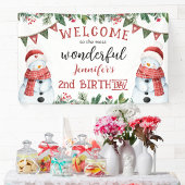 Schattigee sneeuwpop winterkerst 2e verjaardagsfee spandoek