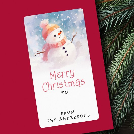 Schattigee sneeuwpopillustratie van winter tot ges etiket