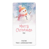 Schattigee sneeuwpopillustratie van winter tot ges etiket (Voorkant)