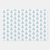 Schattigee sneeuwpoppen en kerstboompatroon vakant inpakpapier vel (Voorkant 3)