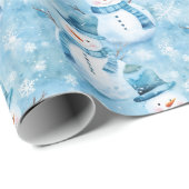 Schattigee sneeuwpoppen en sneeuwvlokken cadeaupapier (Rol Hoek)