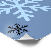 Schattigee sneeuwpoppen en sneeuwvlokken in blauwg perfect poster (Hoek)