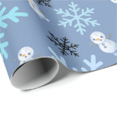 Schattigee sneeuwpoppen en sneeuwvlokken in een li cadeaupapier (Rol Hoek)