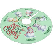 Schattigee sneeuwpoppen Kerstboomrok met namen Kerstboom Rok (Gekanteld)