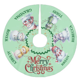 Schattigee sneeuwpoppen Kerstboomrok met namen Kerstboom Rok