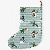 Schattigee sneeuwpoppen.  met de naam. kleine kerstsok (Achterkant)