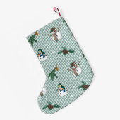 Schattigee sneeuwpoppen.  met de naam. kleine kerstsok (Achterkant (Hangend))