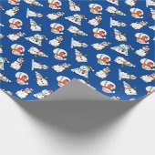 Schattigee sneeuwpoppen Navy Blue Pattern Cadeaupapier (Hoek)