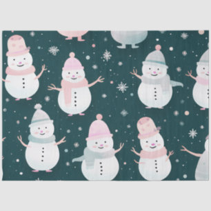 Schattigee sneeuwpoppen Sneeuwvlokken Pastel Black Tissuepapier