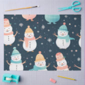 Schattigee sneeuwpoppen Sneeuwvlokken Pastel Black Tissuepapier (Craft)