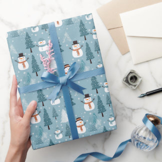 Schattigee sneeuwpoppen Winter Cadeaupapier
