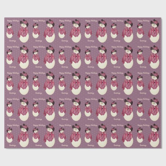 Schattigee sneeuwpoppenpruim cadeaupapier (Vlak)