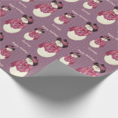 Schattigee sneeuwpoppenpruim cadeaupapier (Hoek)