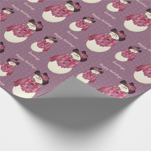 Schattigee sneeuwpoppenpruim cadeaupapier (Hoek)