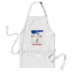 Schattigee sneeuwscène Santa en slee met kerst Standaard Schort