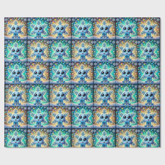 Schattigee sneeuwvlok 2 cadeaupapier (Vlak)