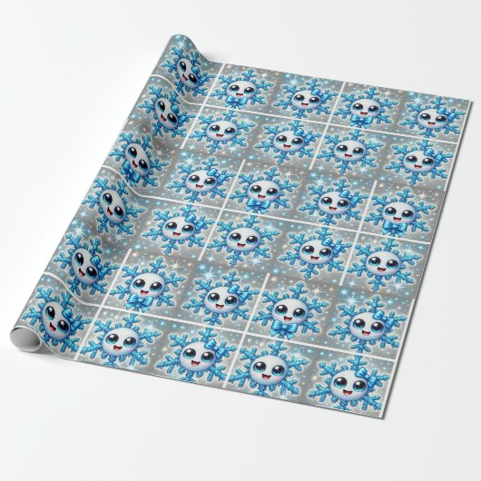 Schattigee sneeuwvlok 3 cadeaupapier (Uitgerold)