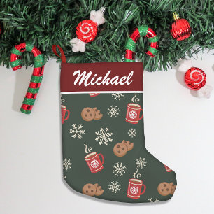 Schattigee sneeuwvlok Cookie & Cocoa Green Pattern Kleine Kerstsok
