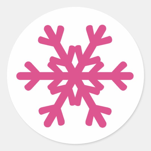 Schattigee Sneeuwvlok Hot Pink Winter Stickers (Voorkant)