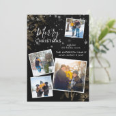 Schattigee Sneeuwvlok Kerst 4 Foto Collage Kaart (Staand voorkant)