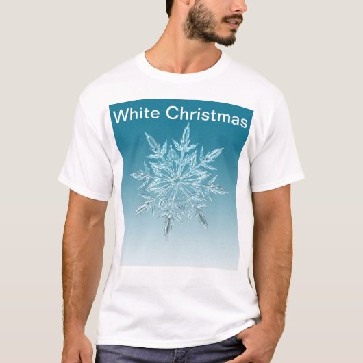 Schattigee sneeuwvlok met witte kersttekst t-shirt (Voorkant)