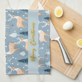 Schattigee sneeuwvlok rendier modern elegant paste theedoek