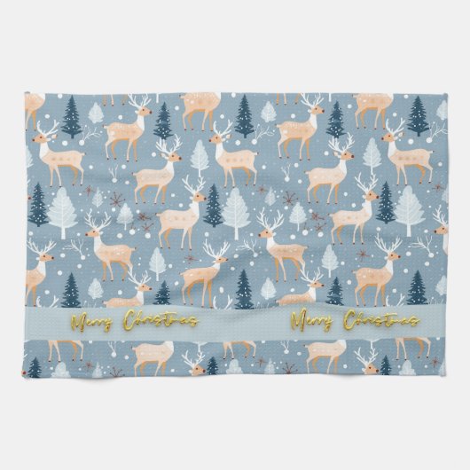 Schattigee sneeuwvlok rendier modern elegant paste theedoek (Horizontaal)