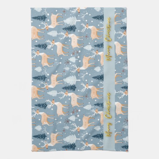 Schattigee sneeuwvlok rendier modern elegant paste theedoek (Verticaal)