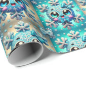 Schattigee sneeuwvlokken cadeaupapier (Rol Hoek)