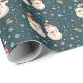 Schattigee Sneeuwvlokken Groene Kerst Cadeaupapier (Rol Hoek)