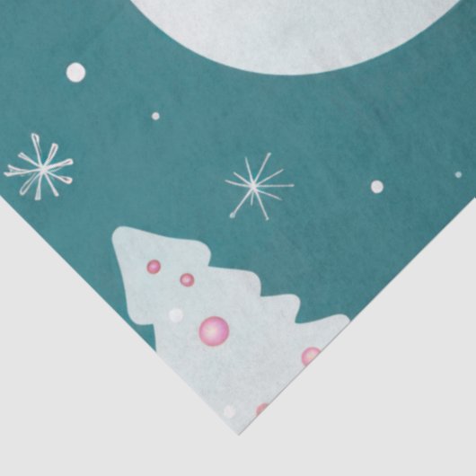 Schattigee Sneeuwvlokken Groene Kerst Tissuepapier (Detail)