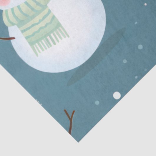 Schattigee Sneeuwvlokken Groene Kerst Tissuepapier (Detail)