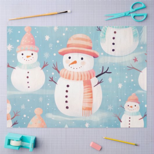 Schattigee Sneeuwvlokken IJsblauwe Kerst Tissuepapier (Craft)