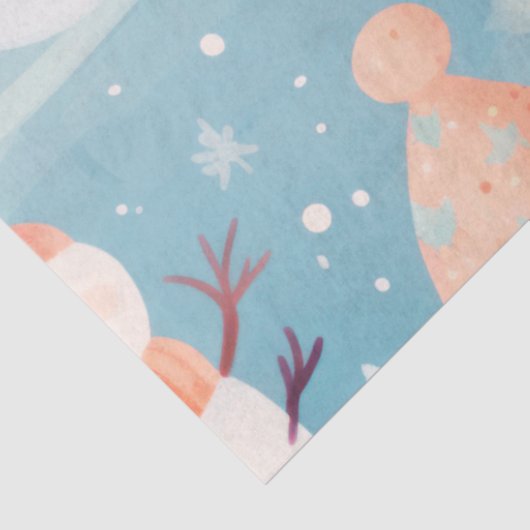 Schattigee Sneeuwvlokken IJsblauwe Kerst Tissuepapier (Detail)