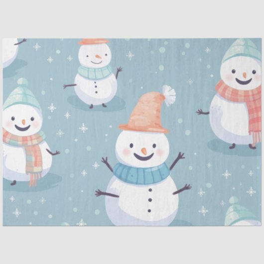 Schattigee Sneeuwvlokken IJsblauwe Kerst Tissuepapier (Voorkant)