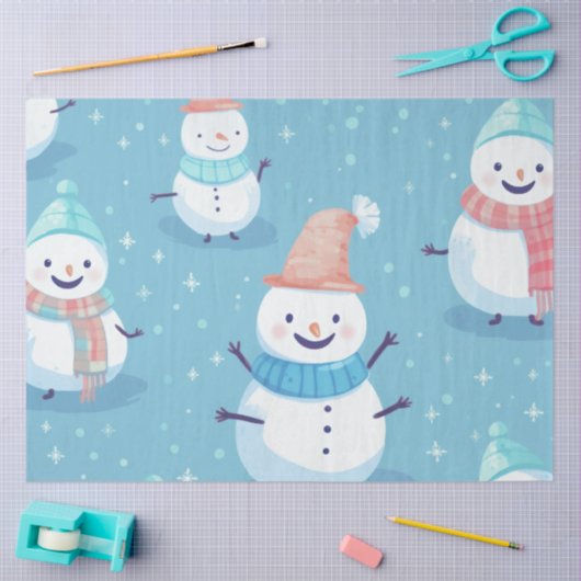 Schattigee Sneeuwvlokken IJsblauwe Kerst Tissuepapier (Craft)