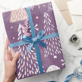 Schattigee Sneeuwvlokken & Kerstboom, Paarse & Per Cadeaupapier
