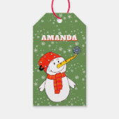 Schattigee sneeuwvlokken Kind naam kerst Cadeaulabel (Voorkant)