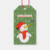 Schattigee sneeuwvlokken Kind naam kerst Cadeaulabel (Achterkant)