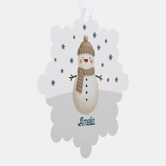 Schattigee sneeuwvlokken naam kerst ornament kaart (Rechts)