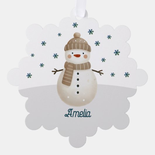 Schattigee sneeuwvlokken naam kerst ornament kaart (Voorkant)