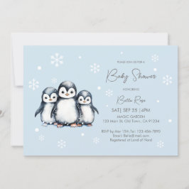 Schattigee sneeuwvlokken Pinguïn Baby shower Kaart