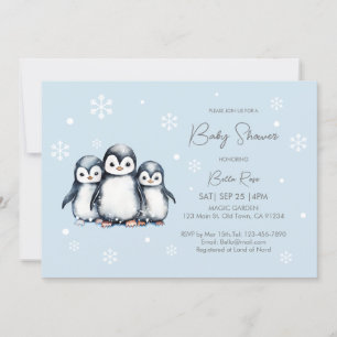 Schattigee sneeuwvlokken Pinguïn Baby shower Kaart